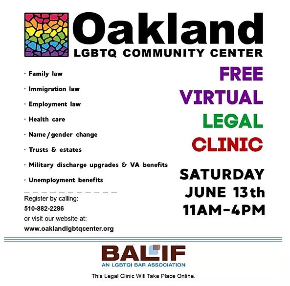Virtual Legal Clinic - Oakland LGBTQ Community Center & BALIF